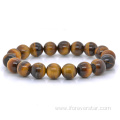 Forever Star 8mm Natural Tiger's Eye Beaded Bracelets